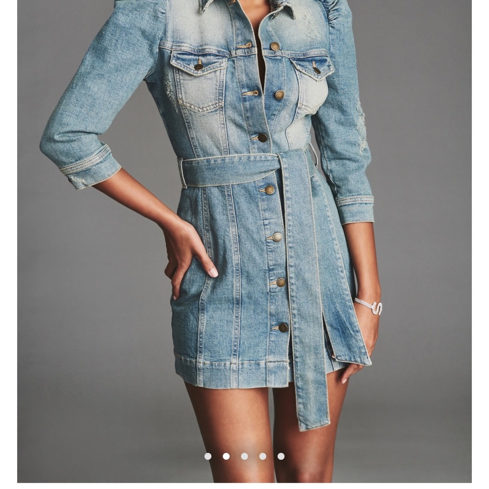 Lema Puff Sleeve Denim Dress m size good condition